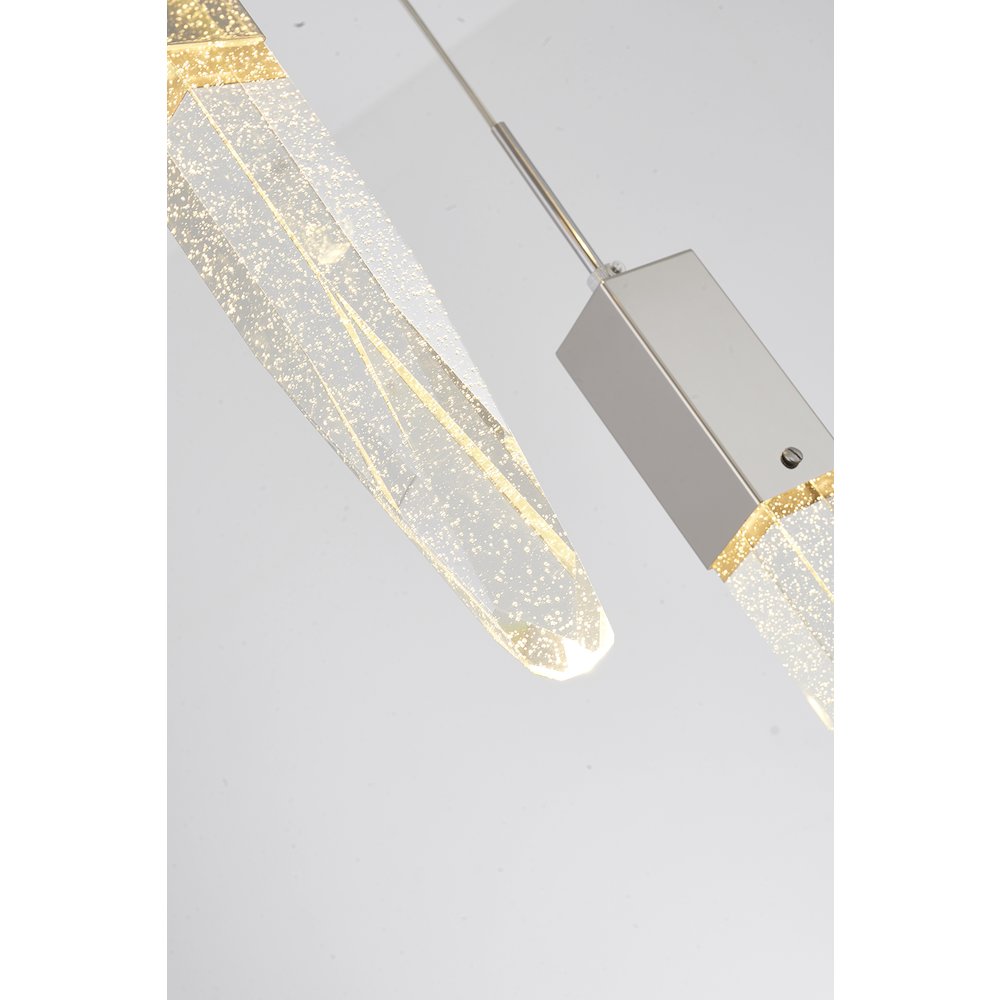 3-Light Chrome Chandelier With A Clear iceberg bubble Crystal