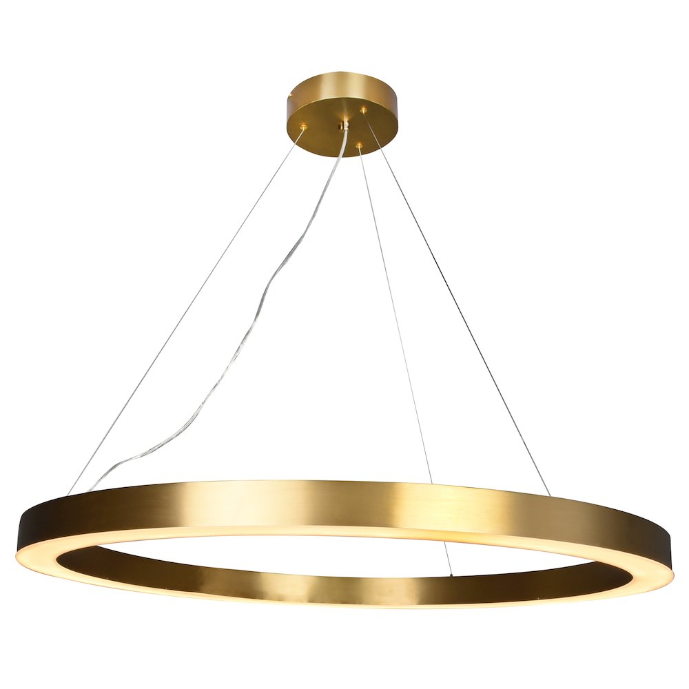 1-Light Antique Brass LED Halo Ring Chandelier