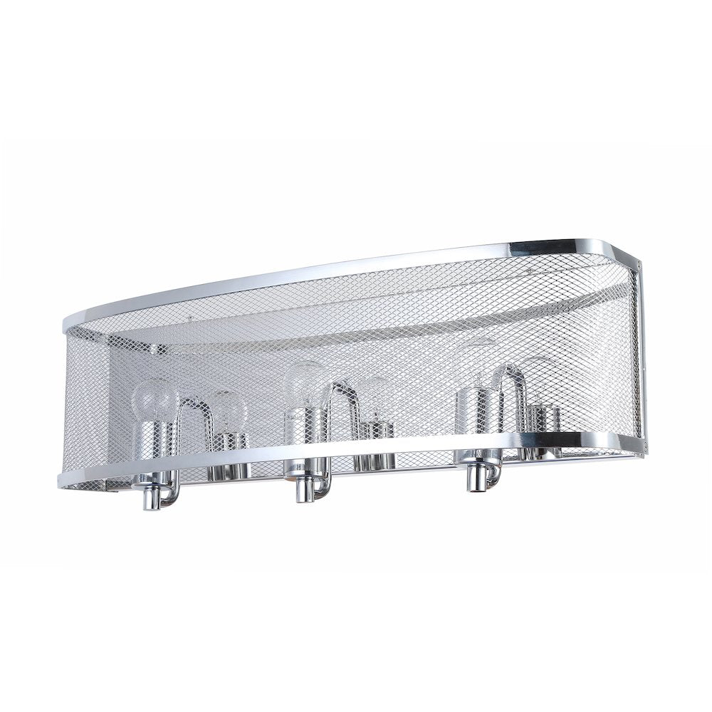 3-Light Chrome Wall Sconce With A Metal Mesh Shade