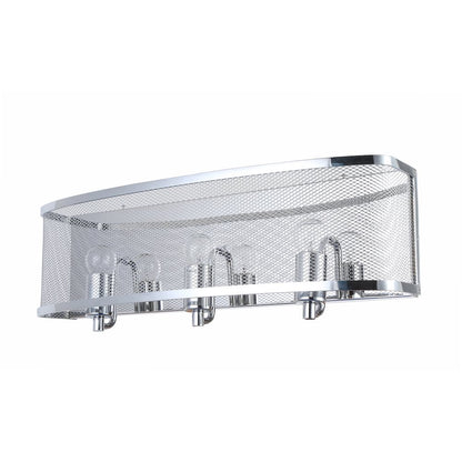 3-Light Chrome Wall Sconce With A Metal Mesh Shade