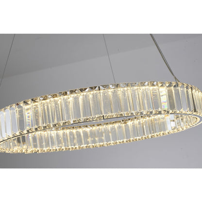 1-Light Chrome LED Chandelier With Clear Crystals