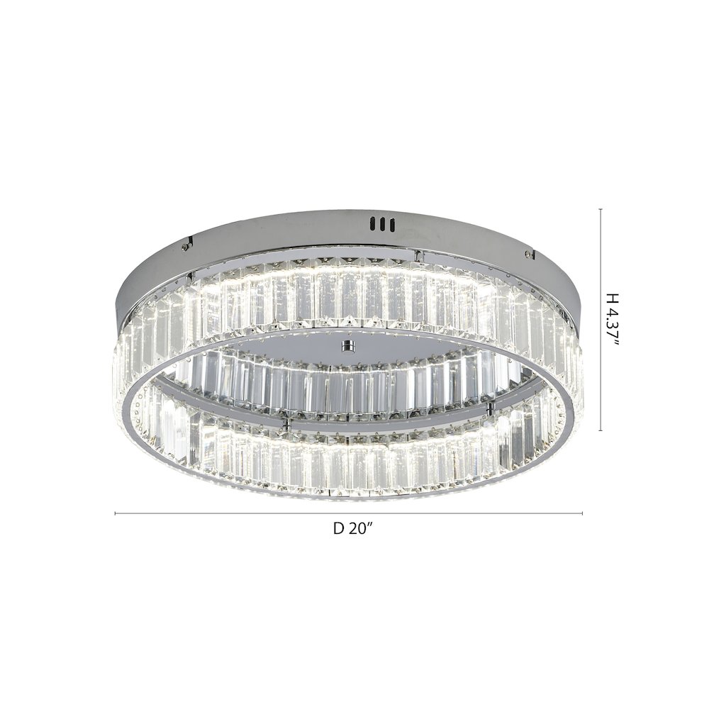 1-Light Chrome Dimmable LED Flush Mount With Clear Crystals
