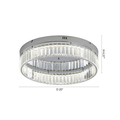 1-Light Chrome Dimmable LED Flush Mount With Clear Crystals
