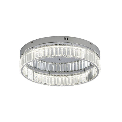 1-Light Chrome Dimmable LED Flush Mount With Clear Crystals