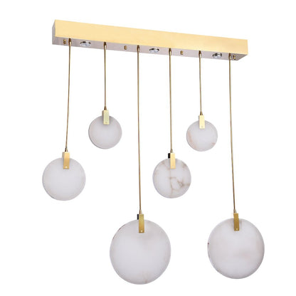 1-Light Gold Stainless Steel LED Pendant With A Round Spanish Alabaster