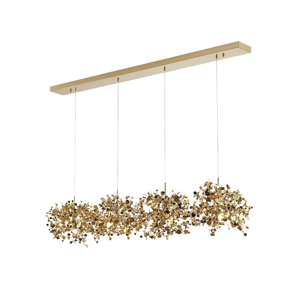 12-Light Gold Island Lighting With Sparkle Confetti Pendants