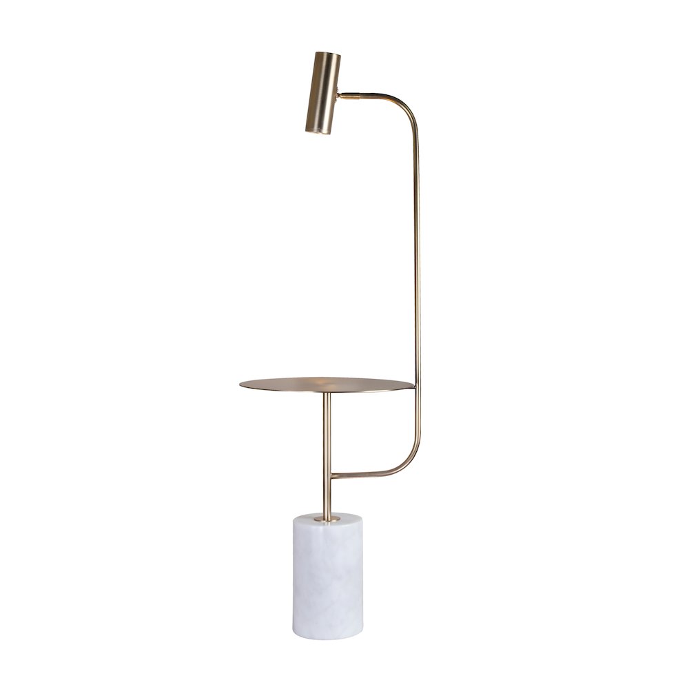1-Light Gold Floor Lamp With A White Marble Base