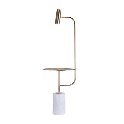 1-Light Gold Floor Lamp With A White Marble Base