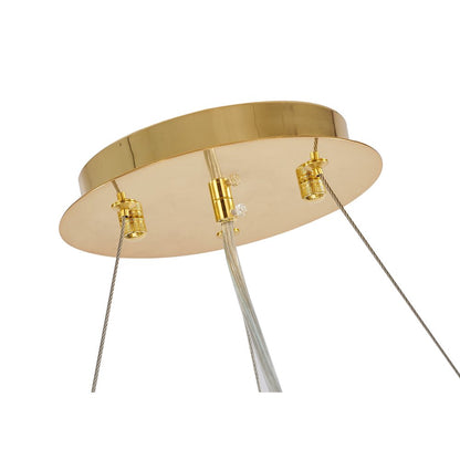 12-Light Gold Aluminum Chandelier With Clear Glass Drops