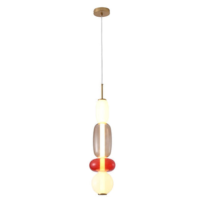 1-Light Gold LED Single Pendant With A Multi-color glass shade