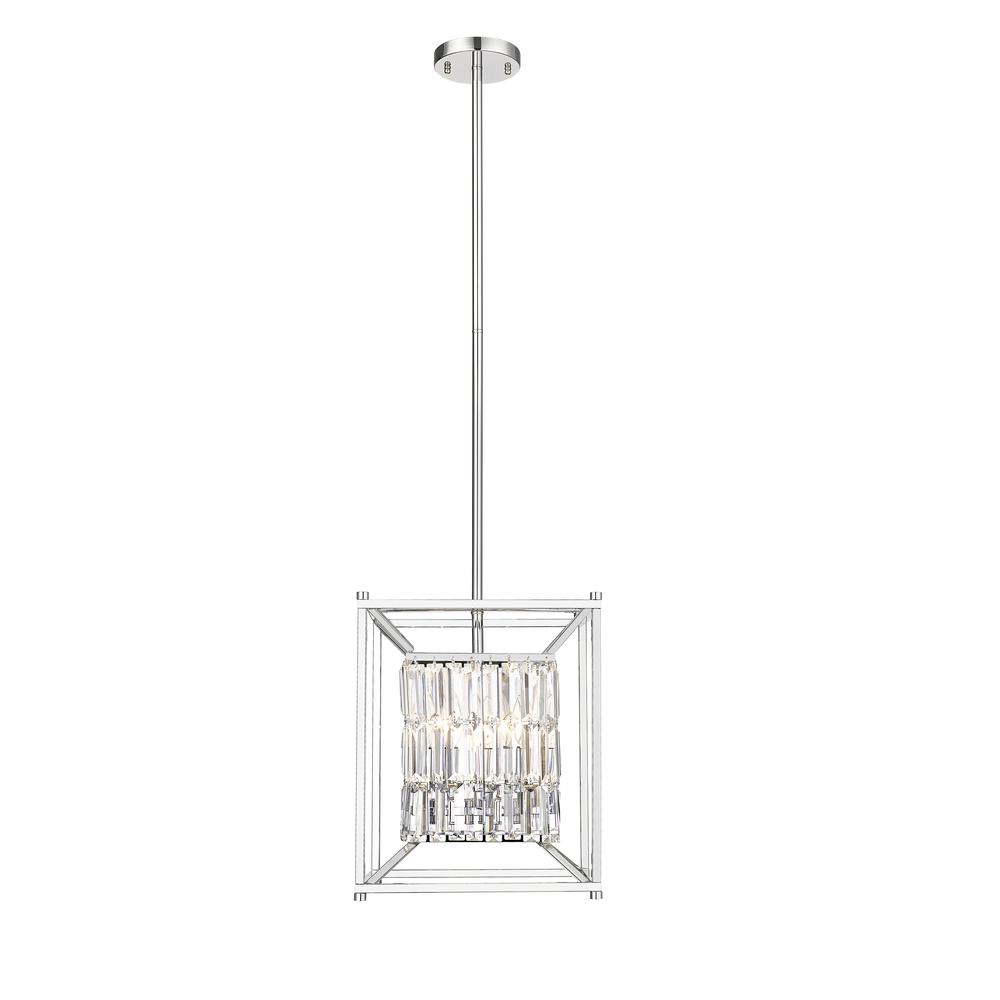 Chandelier Chrome Metal & Crystal