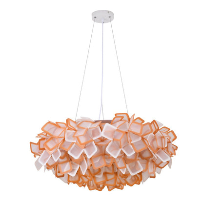 1-Light White And Orange Acrylic LED Cloud Chandelier With A White Hardware