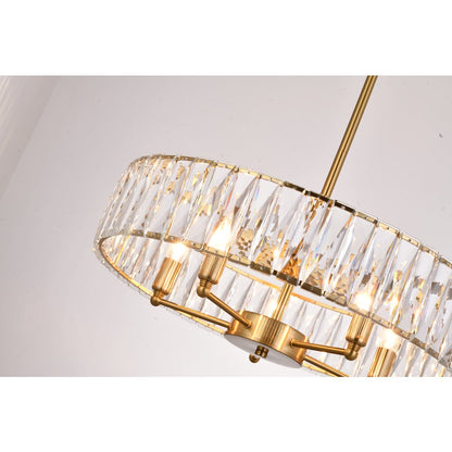 5-Light Gold Chandelier With Clear Crystals