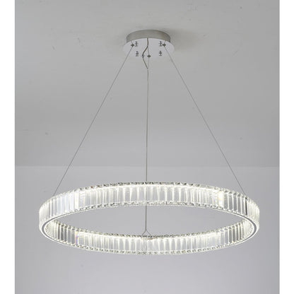 1-Light Chrome Steel LED Chandelier With Crystals