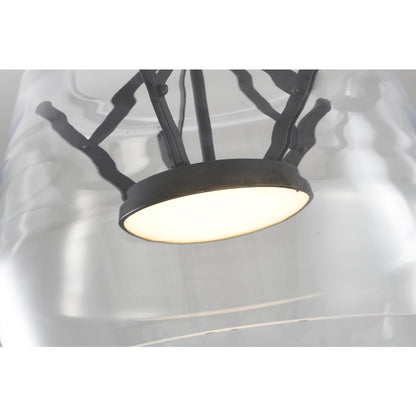 1-Light Black LED Pendant With A Clear Glass Shade