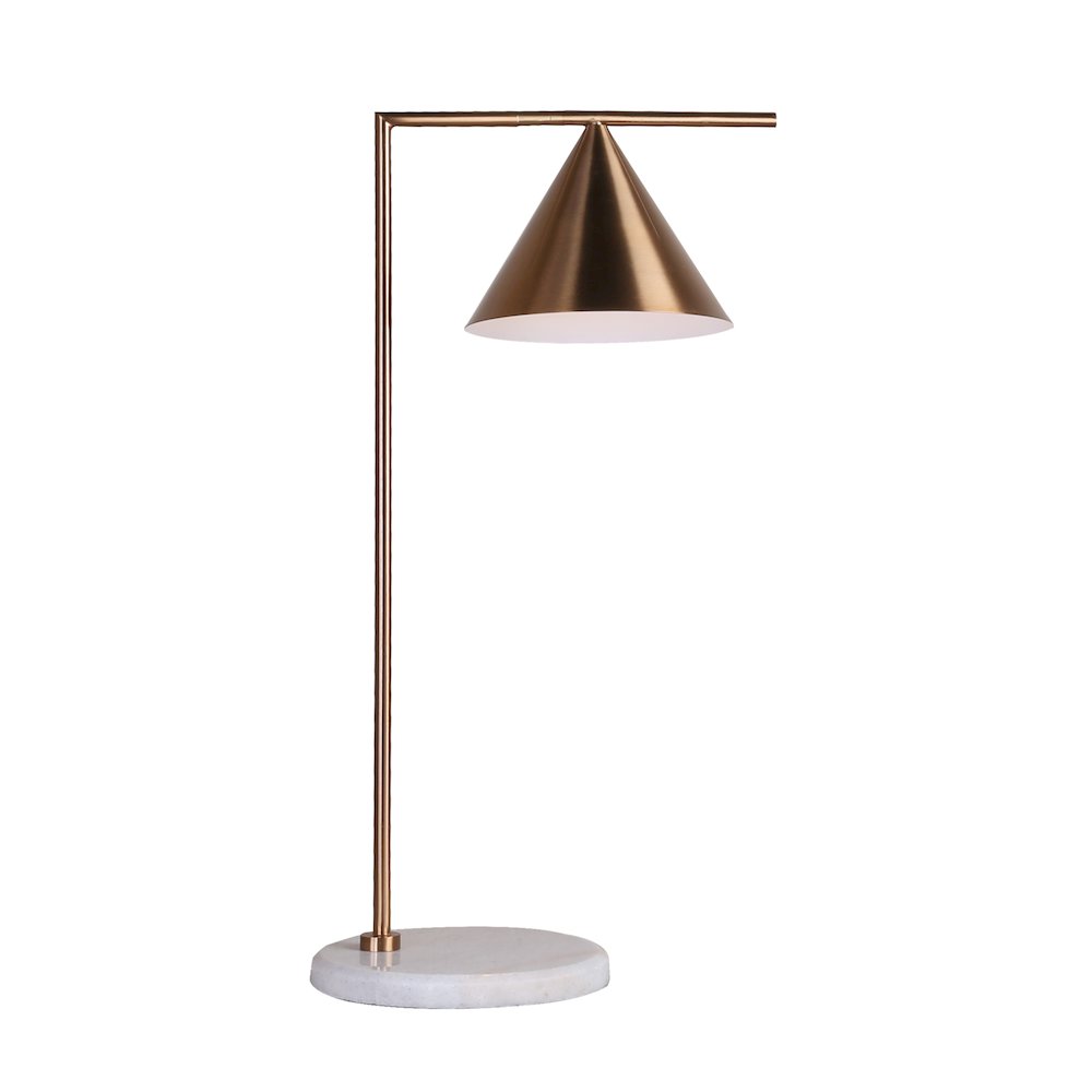 1-Light Gold Table Lamp With A Marble Base And A Metal Shade