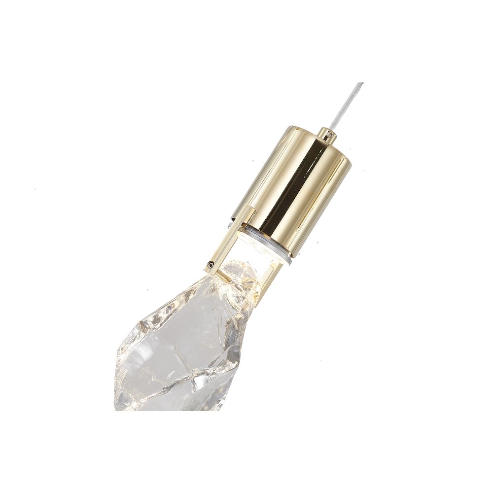 10-Light Brushed Gold Chandelier With Clear Crystal Stones