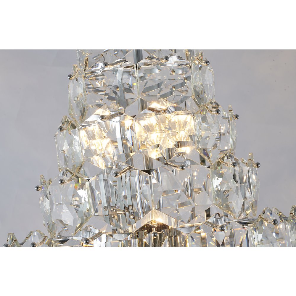 15-Light Chrome Chandelier With Clear Crystals
