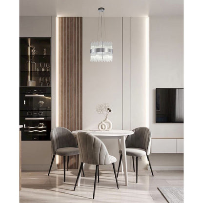 10-Light Chrome Chandelier With Clear Glass Rods