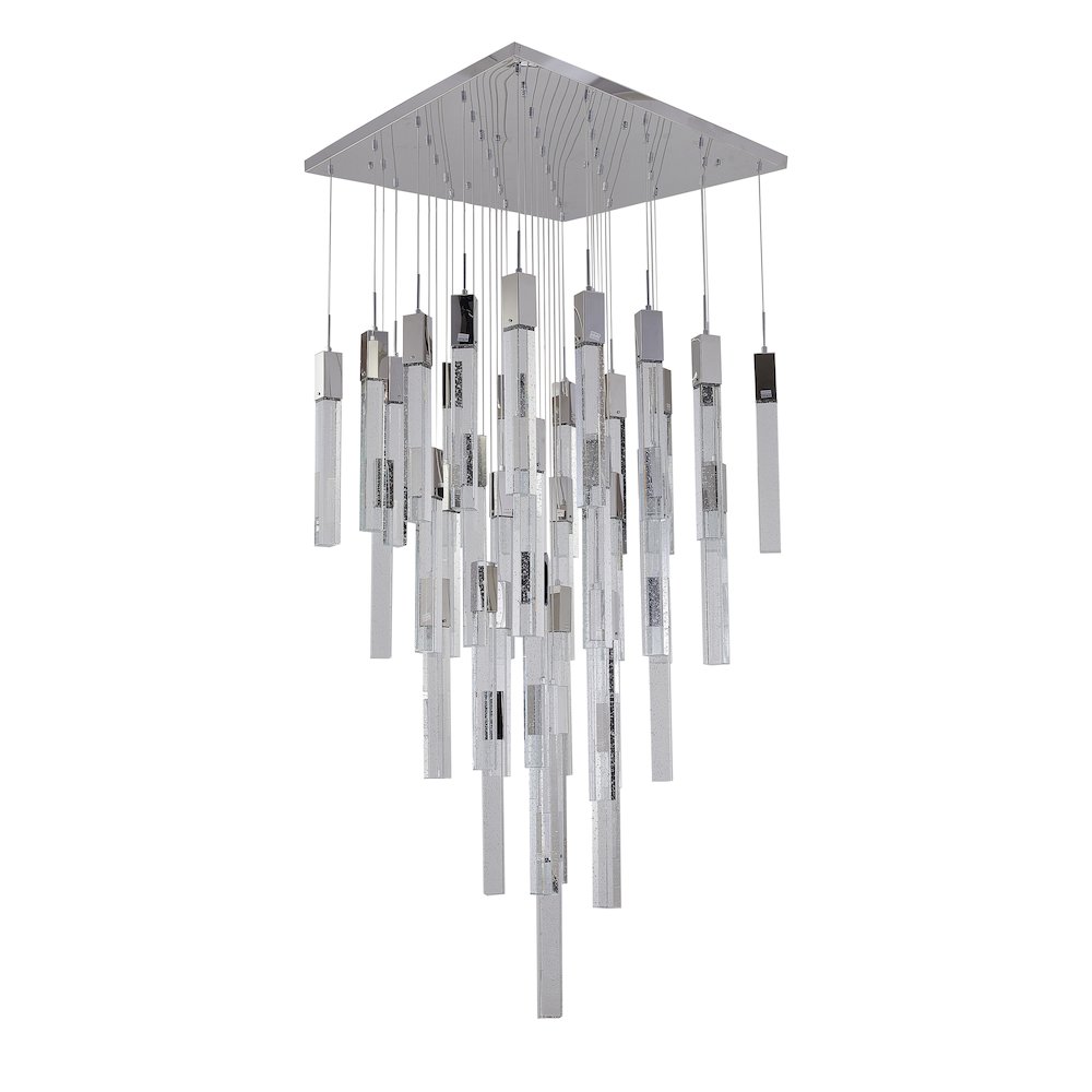 41-Light Chrome Chandelier With A Clear Bubble Crystal