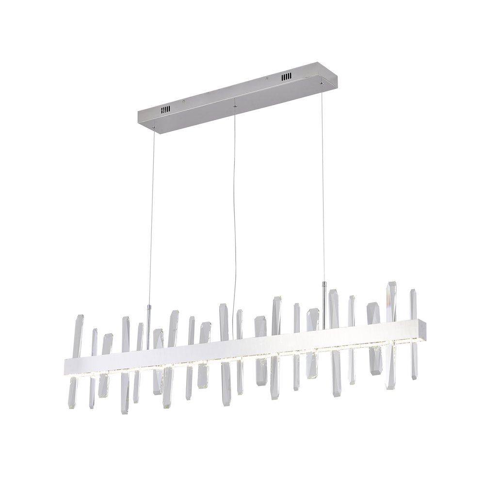 1-Light Chrome Stainless Steel LED Chandelier With Clear Crystals