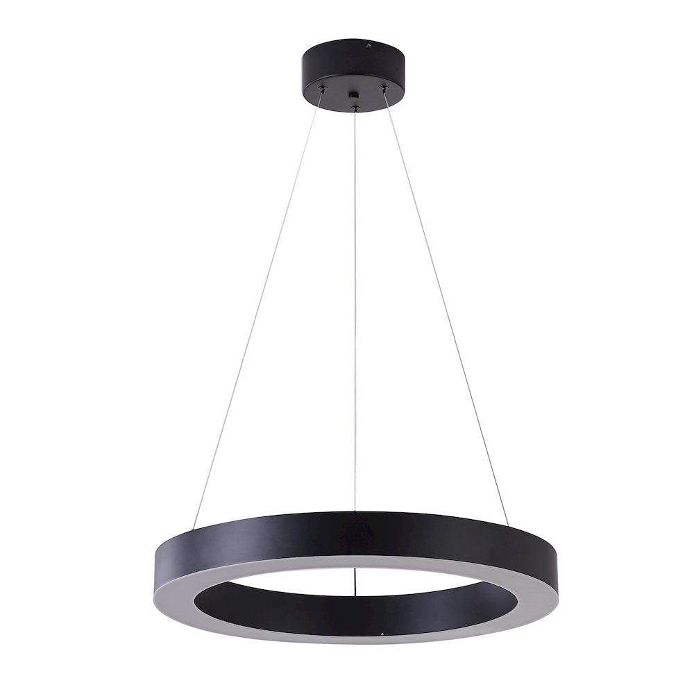 1-Light Matte Black LED Halo Ring Chandelier