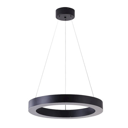 1-Light Matte Black LED Halo Ring Chandelier