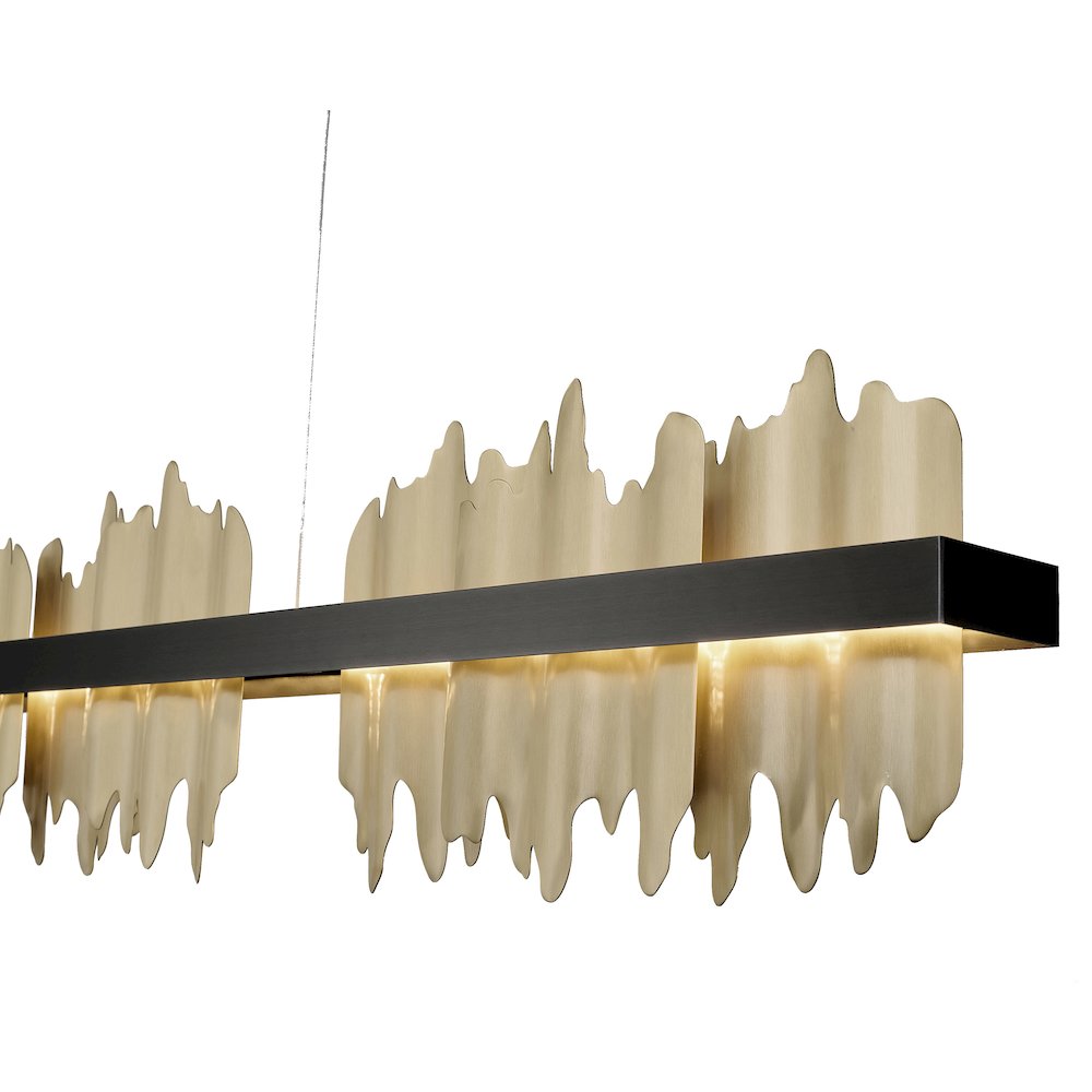 1-Light Black Stainless Steel LED Chandelier With Brass Copper