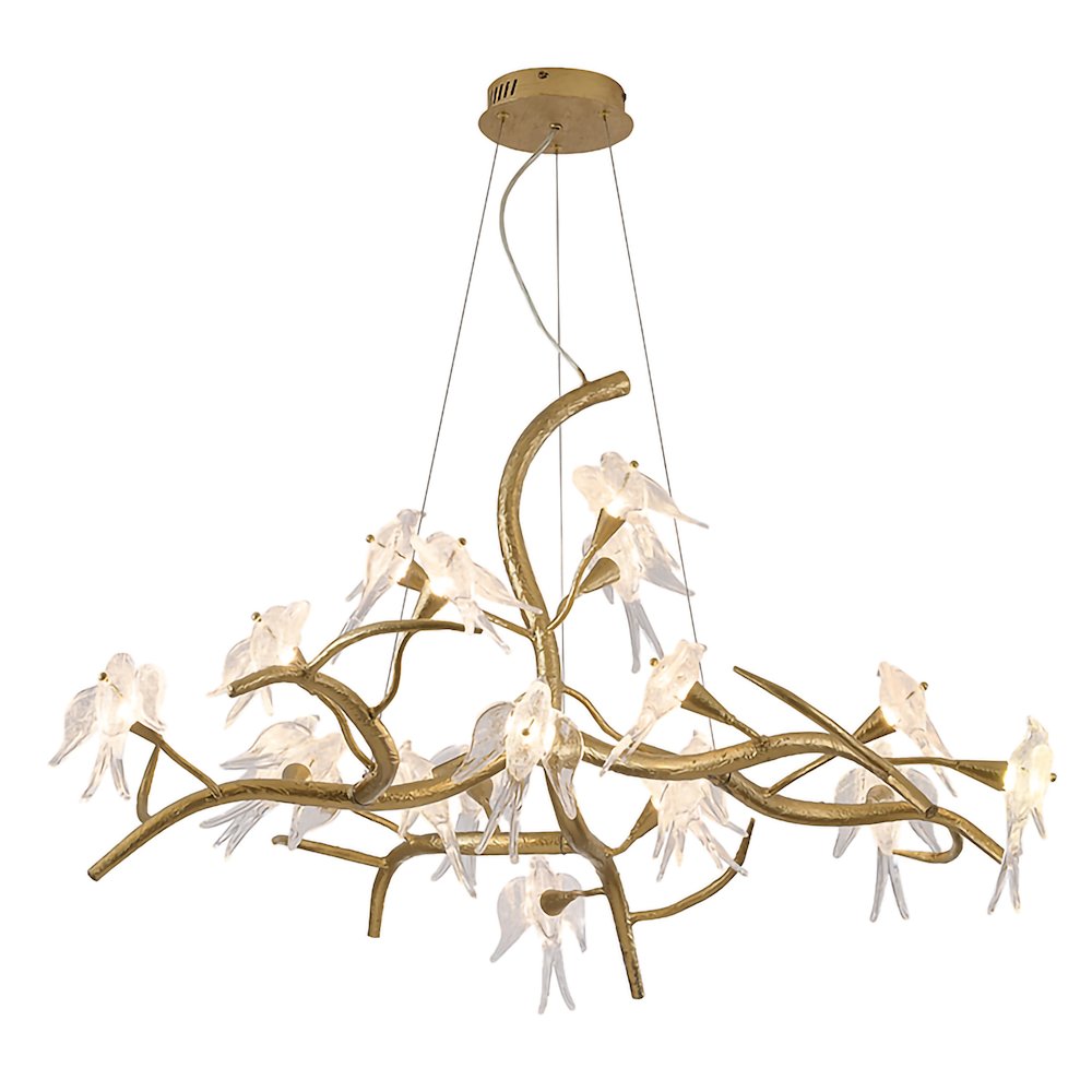 18-Light Gold Aluminum Chandelier With Clear Glass