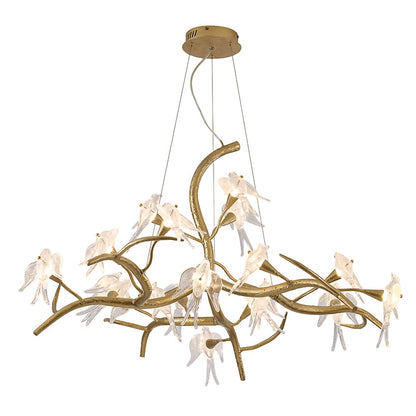 18-Light Gold Aluminum Chandelier With Clear Glass