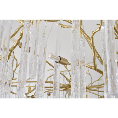 12-Light Brass Aluminum Chandelier With Clear Glass Drop