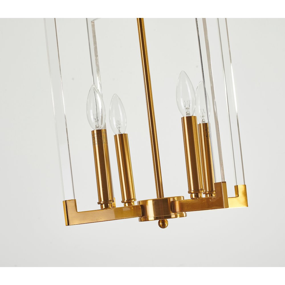 4-Light Bronzed Metal Chandelier With Clear Acrylic Arms