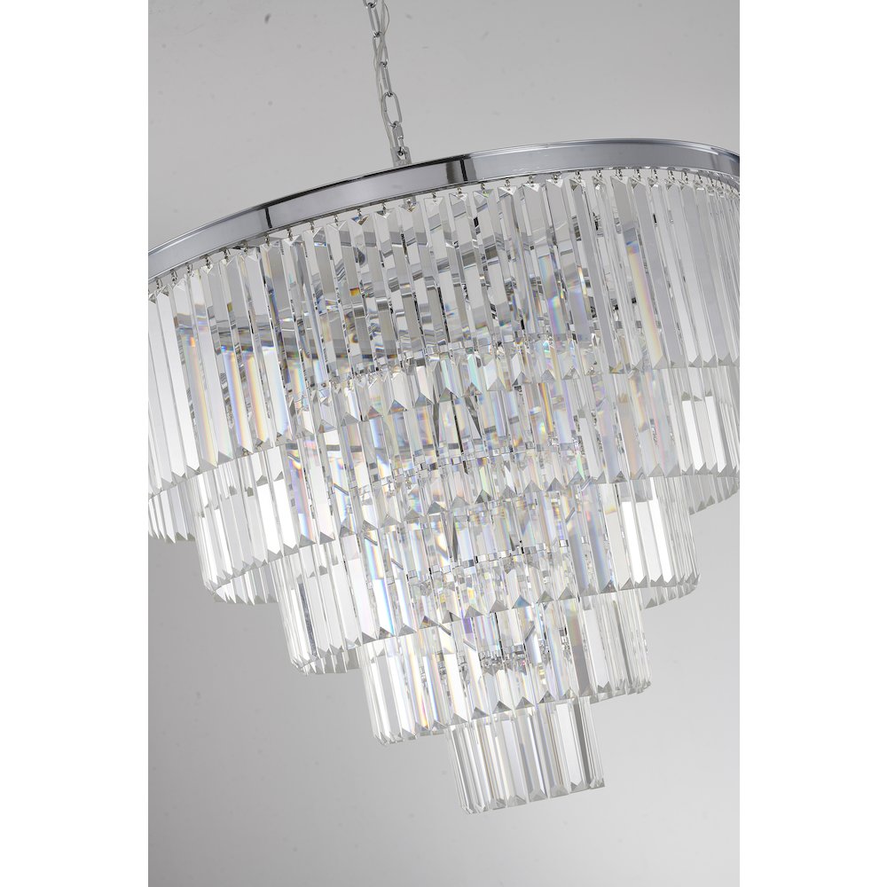 15-Light Chrome Chandelier With Clear Hanging Crystal