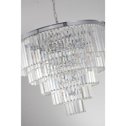 15-Light Chrome Chandelier With Clear Hanging Crystal