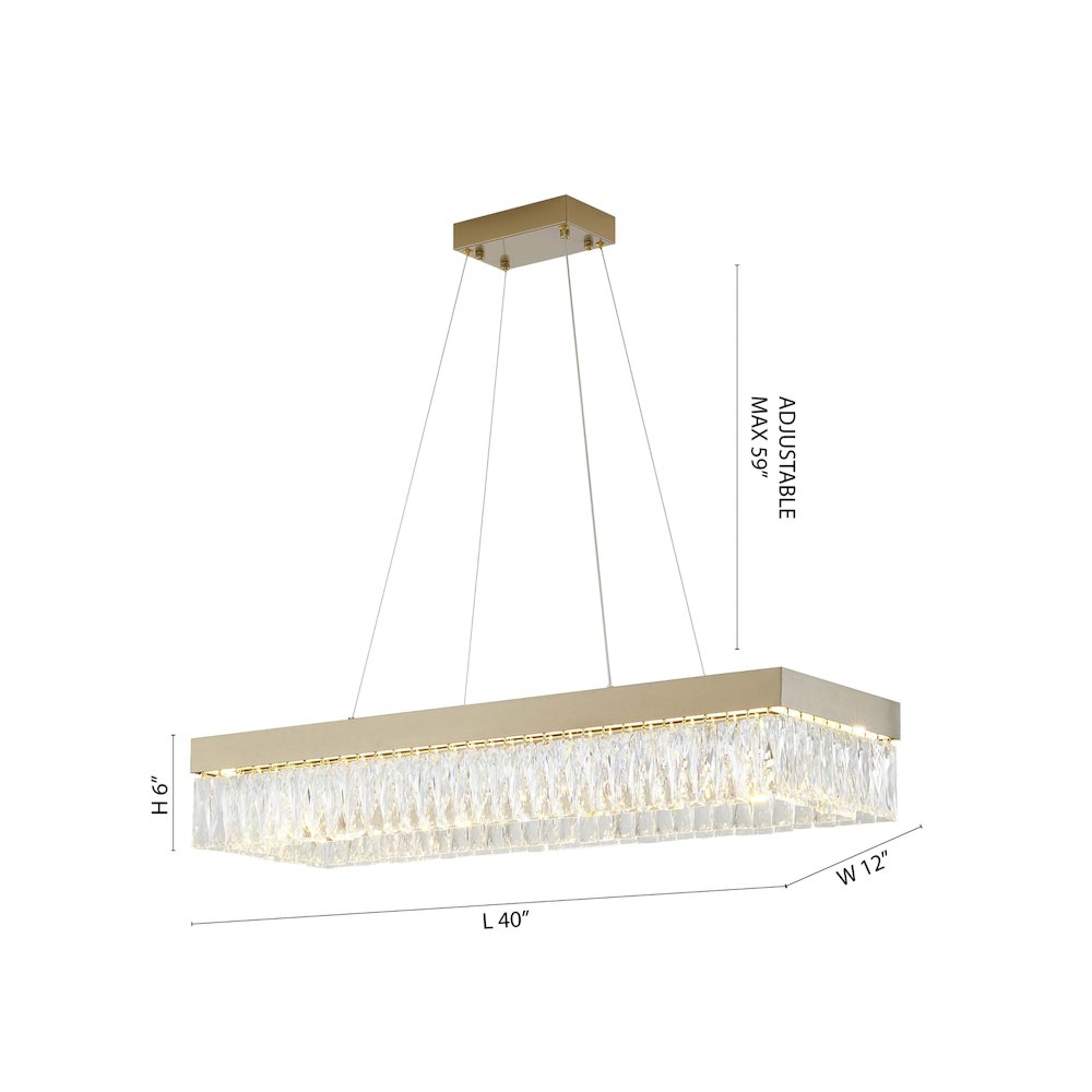 4-Light Gold Hairline LED Chandelier With Clear Crystals
