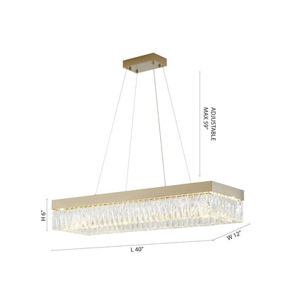 4-Light Gold Hairline LED Chandelier With Clear Crystals