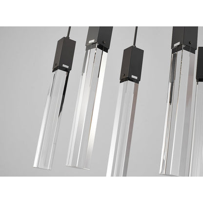 7-Light Matte Black Island Lighting With A Clear Bubble Crystal