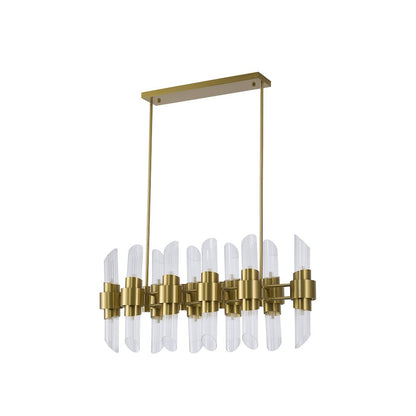 20-Light Satin Brass Iron Chandelier With Glass Shades