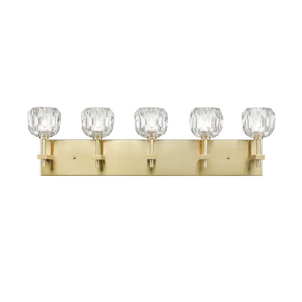 5-Light Gold Wall Sconce With Clear Crystal Shades