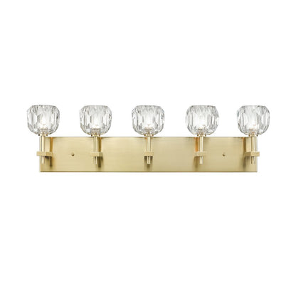 5-Light Gold Wall Sconce With Clear Crystal Shades
