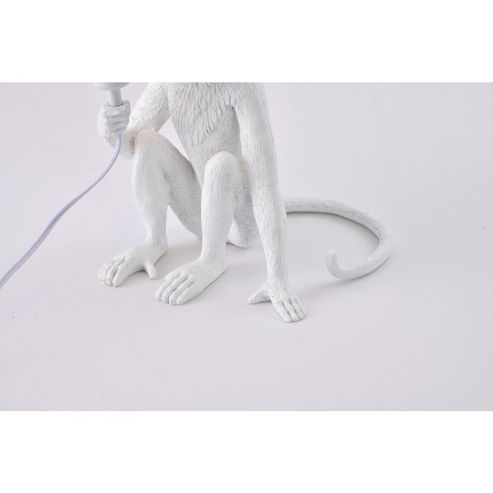 1-Light White Sitting Resin Monkey Table Lamp