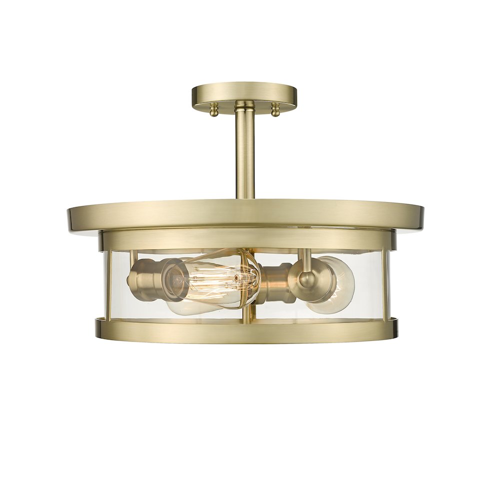 3-Light Gold Flush Mount With A Clear Glass Shade