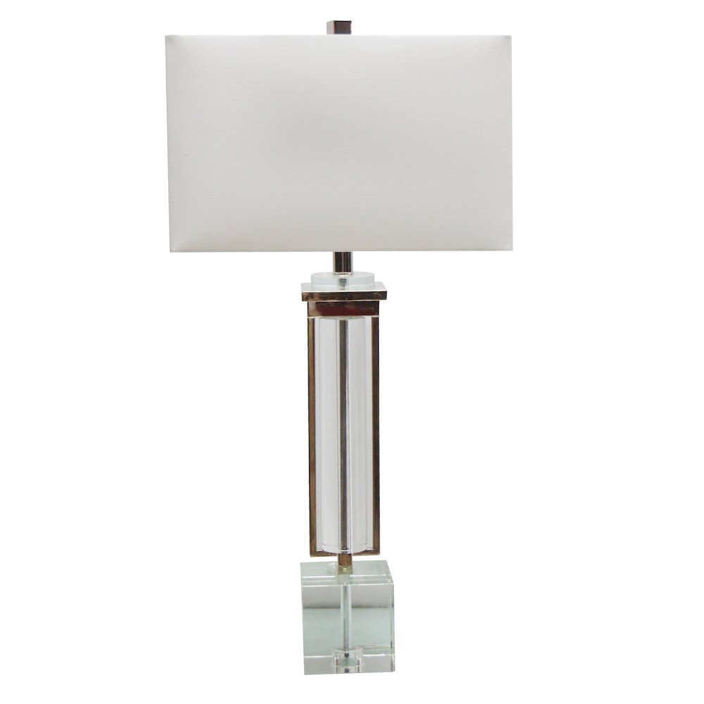 1-Light  Polished Nickel Table Lamp With A Drum Shade