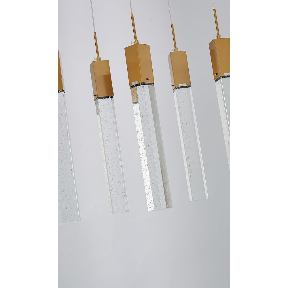 7-Light Gold Island Lighting With A Clear Bubble Crystal