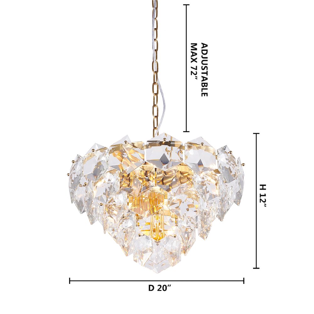 9-Light Gold Chandelier With Clear Crystals