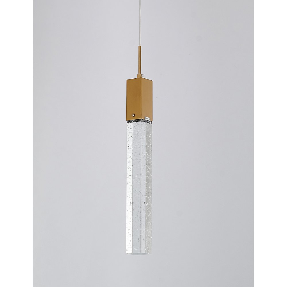 1-Light Gold Single Pendant With A Clear Bubble Crystal
