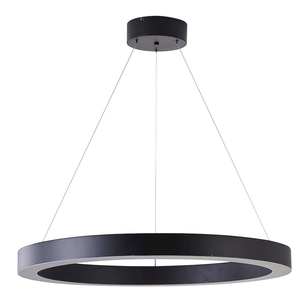 1-Light Matte Black LED Halo Ring Chandelier
