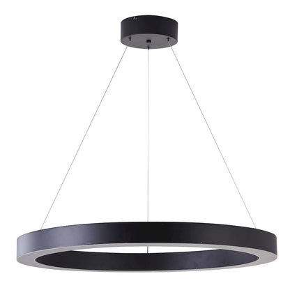 1-Light Matte Black LED Halo Ring Chandelier