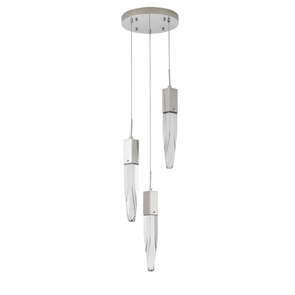 3-Light Chrome Chandelier With A Clear iceberg bubble Crystal