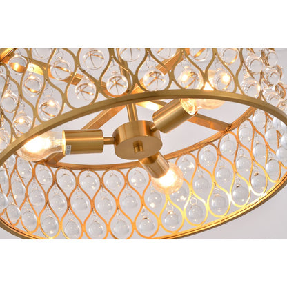 3-Light Gold Chandelier With Clear Crystal Accents